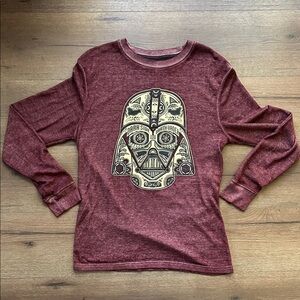 Star Wars Burgundy Darby Vader Long Sleeve Graphic Tee ! Small